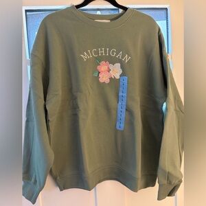 State of Mind Green Floral Crew Neck Sweatshirt